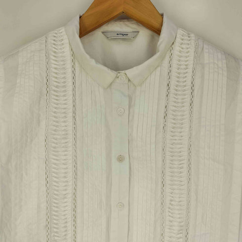 artipur ピンタックコットン ロングシャツ レディース
