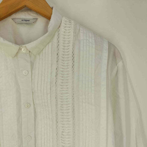 artipur ピンタックコットン ロングシャツ レディース
