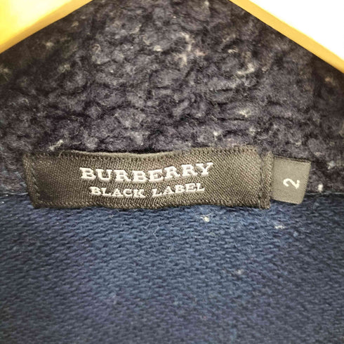 バーバリーブラックレーベル BURBERRY BLACK LABEL ロゴ刺繍 襟裏ボア スタンドジップ スウェット ジャケット Y2K メンズ 2