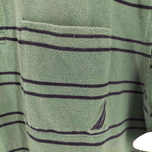 ノーティカ NAUTICA ロゴ刺繍 ボーダー ポロシャツ メンズ JPN:L