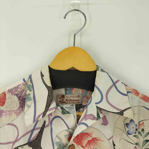 kaluluwa 和柄アロハシャツ 金魚 紫陽花 メンズ JPN:M