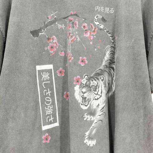 アーバンアウトフィッターズ URBAN OUTFITTERS タイガープリントクルーネックTシャツ メンズ L/XL