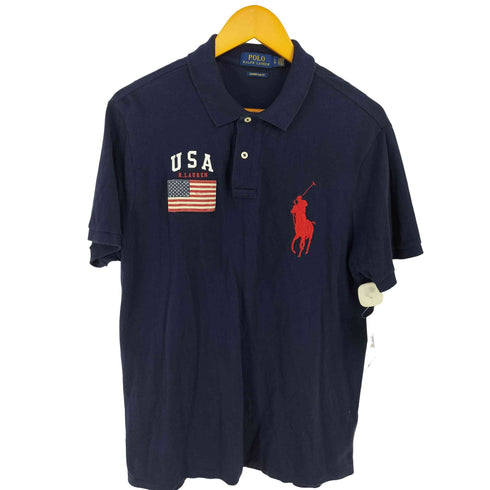ポロラルフローレン POLO RALPH LAUREN ビッグポニー刺繍 星条旗 ポロシャツ メンズ import:L