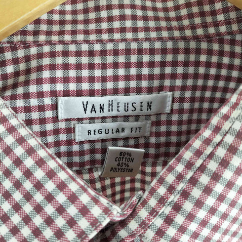 ヴァンヒューゼン VAN HEUSEN ギンガムチェックL/S シャツ メンズ 18 1/2