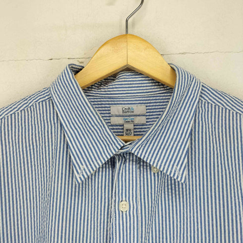 クラフトアンドバロー Croft&Barrow ストライプシアサッカーL/S シャツ メンズ 18 1/2