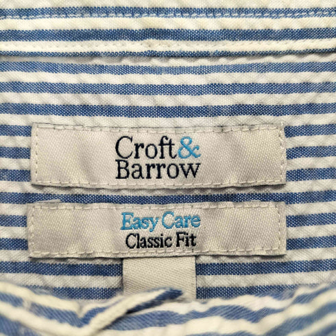 クラフトアンドバロー Croft&Barrow ストライプシアサッカーL/S シャツ メンズ 18 1/2
