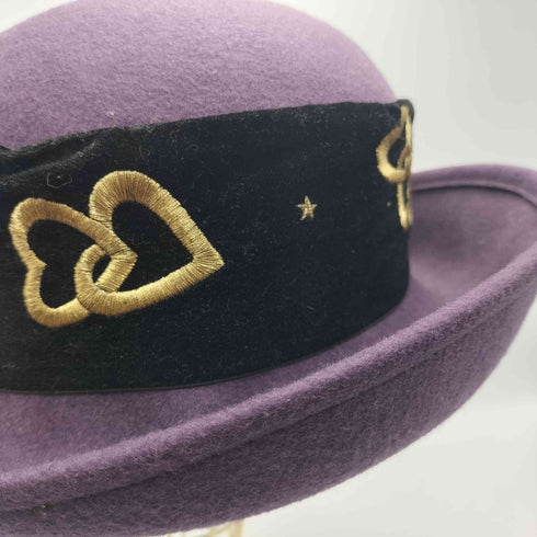 モスキーノ MOSCHINO ハート刺繍テープ フェルト ボーラーハット レディース