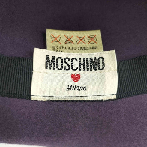 モスキーノ MOSCHINO ハート刺繍テープ フェルト ボーラーハット レディース