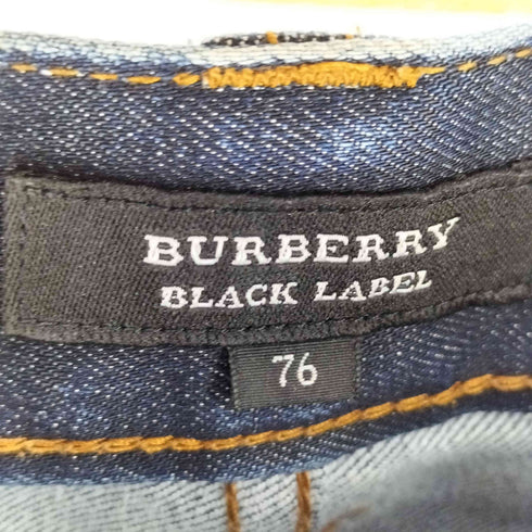 バーバリーブラックレーベル BURBERRY BLACK LABEL カウレザー パッチ ストレート デニム パンツ メンズ