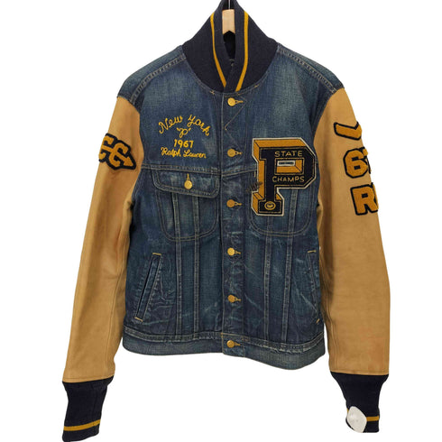 ポロラルフローレン POLO RALPH LAUREN LIMITED EDITION ヴィンテージ加工レザー切替デニムジャケット メンズ M