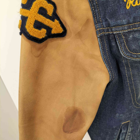 ポロラルフローレン POLO RALPH LAUREN LIMITED EDITION ヴィンテージ加工レザー切替デニムジャケット メンズ M