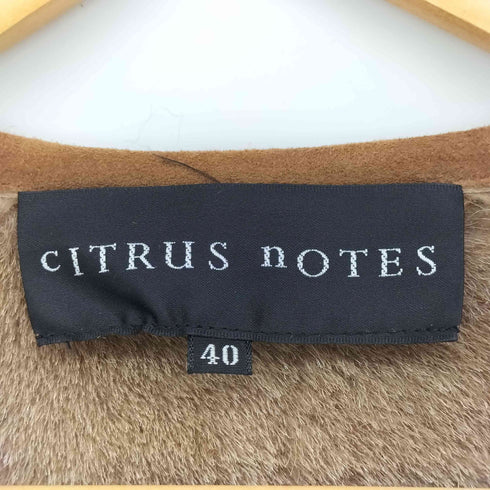 CITRUS NOTES シープレザー ノーカラー ジップアップ ジャケット レディース JPN:40