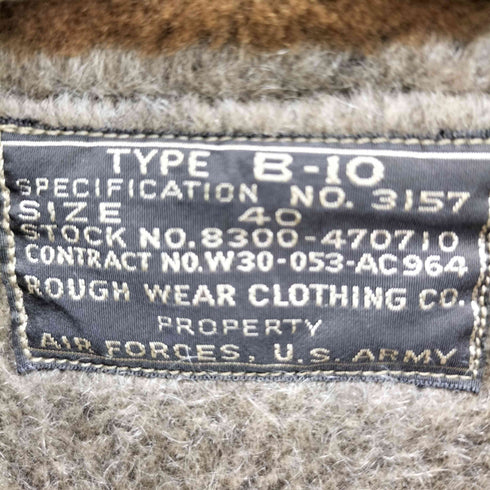 バズリクソンズ BUZZ RICKSONS TYPE B-10 ROUGH WEAR CLOTHING CO. フライトジャケット メンズ 40
