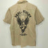 SKULL FLIGHT 背面プリント コットン ショートスリーブ ワークシャツ メンズ US:40