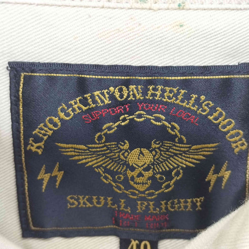SKULL FLIGHT 背面プリント コットン ショートスリーブ ワークシャツ メンズ US:40