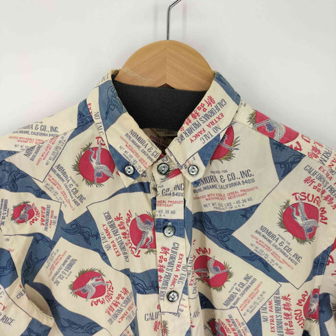 ティーケータケオキクチ tk. TAKEO KIKUCHI Old オールド プルオーバー和柄アロハシャツ 半袖 鶴柄 メンズ JPN:2