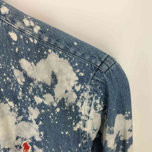 ポロバイラルフローレン Polo by RALPH LAUREN 80s 緑タグ ポニー刺繍 ブリーチ加工 ボタンダウンデニムシャツ メンズ 18
