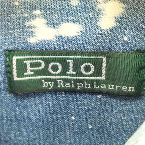 ポロバイラルフローレン Polo by RALPH LAUREN 80s 緑タグ ポニー刺繍 ブリーチ加工 ボタンダウンデニムシャツ メンズ 18