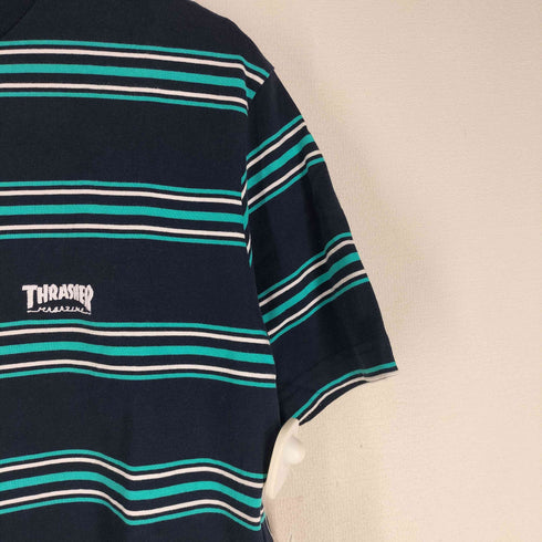 スラッシャーマガジン THRASHER MAGAZINE ロゴ刺繍ボーダーTシャツ メンズ JPN:M