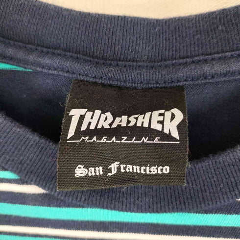 スラッシャーマガジン THRASHER MAGAZINE ロゴ刺繍ボーダーTシャツ メンズ JPN:M