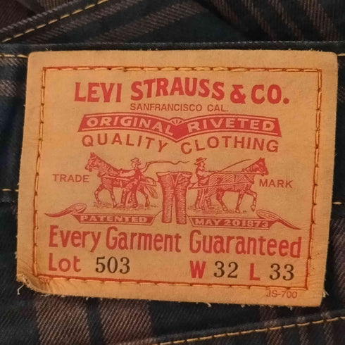 リーバイス LEVI STRAUSS&CO 503 J22刻印 ツーホースマーク チェックパンツ メンズ W32 L33