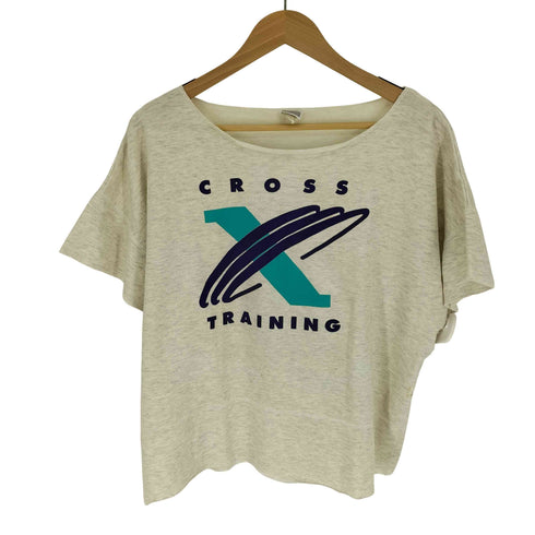 ナイキ NIKE 90S 銀タグ CROSS TRAINING プリント バック ロゴプリント リメイク クロップド スウェット Tシャツ メンズ import:L