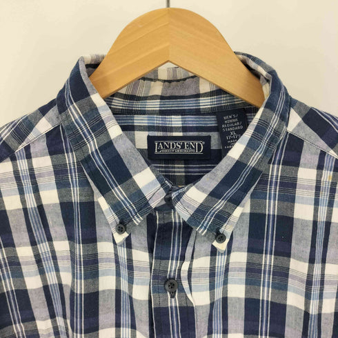 ランズエンド LANDS END 00S インド綿 ボタンダウン チェック S/S シャツ メンズ import:XL