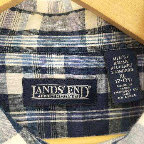 ランズエンド LANDS END 00S インド綿 ボタンダウン チェック S/S シャツ メンズ import:XL