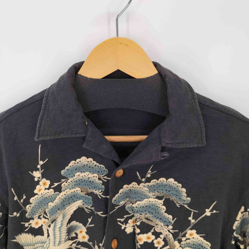 クロップドヘッズ CROPPED HEADS 和柄シャツ 鶴 松 梅 開襟 オープンカラー メンズ JPN:M
