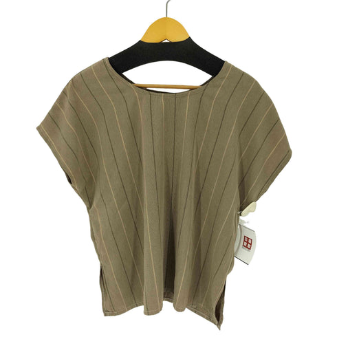 シルク100% ノースリーブストライプブラウス レディース XXL