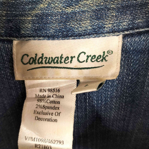 コールドウォータークリーク Coldwater Creek 花刺繍デニムジャケット ビーズ スパンコール レディース import:L