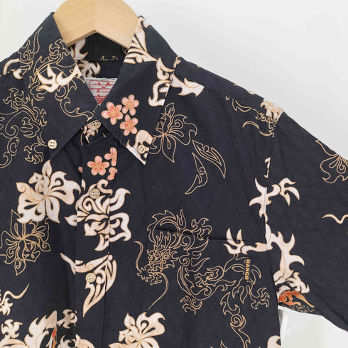 マンゴ MANGO 芒菓 沖縄 総柄 ハイサイ シャツ メンズ JPN:L