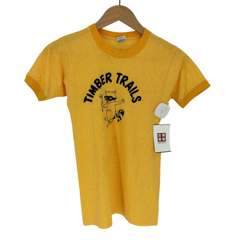 チャンピオン Champion 70-80S USA製 後期バータグ TIMBER TRAILS アニマル プリント リンガー Tシャツ トリム メンズ import:S