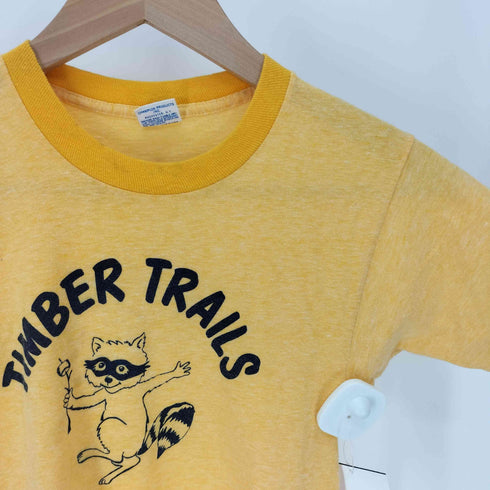 チャンピオン Champion 70-80S USA製 後期バータグ TIMBER TRAILS アニマル プリント リンガー Tシャツ トリム メンズ import:S