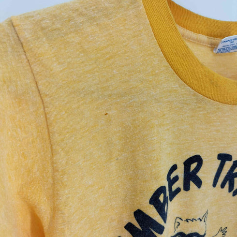 チャンピオン Champion 70-80S USA製 後期バータグ TIMBER TRAILS アニマル プリント リンガー Tシャツ トリム メンズ import:S