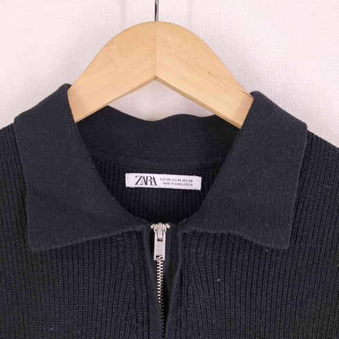 ザラ ZARA ハーフジップ縦針ニットポロシャツ メンズ JPN:M