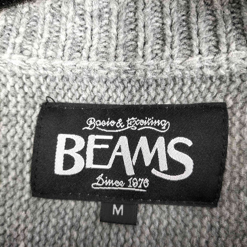 ビームス BEAMS 畦編み切替 コットンナイロン クルーネックニット メンズ JPN:M