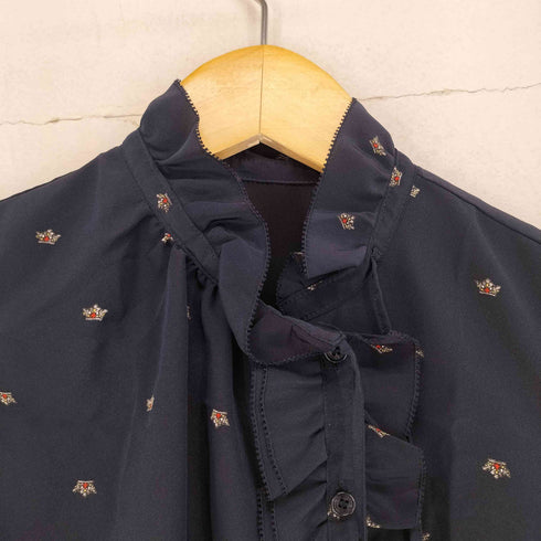 バーバリーブルーレーベル BURBERRY BLUE LABEL フリルデザインプリントノースリーブブラウス レディース JPN:38