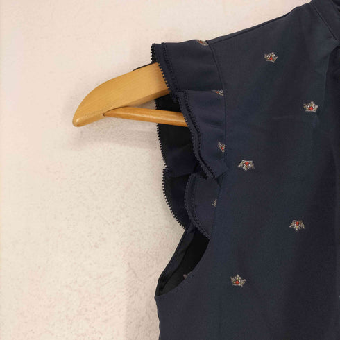 バーバリーブルーレーベル BURBERRY BLUE LABEL フリルデザインプリントノースリーブブラウス レディース JPN:38