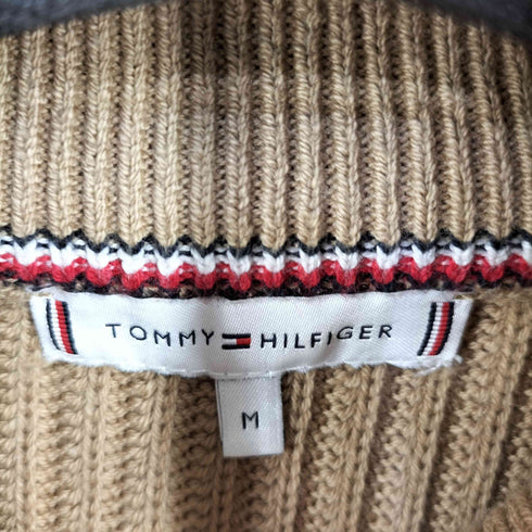 トミーヒルフィガー TOMMY HILFIGER ロゴ刺繍 リブライン ニット レディース import:M