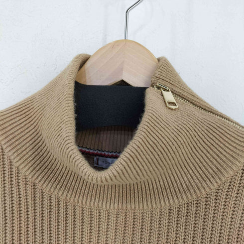 トミーヒルフィガー TOMMY HILFIGER ロゴ刺繍 リブライン ニット レディース import:M