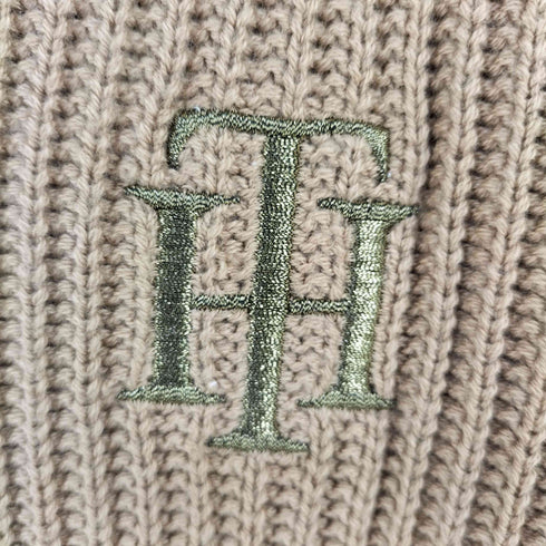 トミーヒルフィガー TOMMY HILFIGER ロゴ刺繍 リブライン ニット レディース import:M