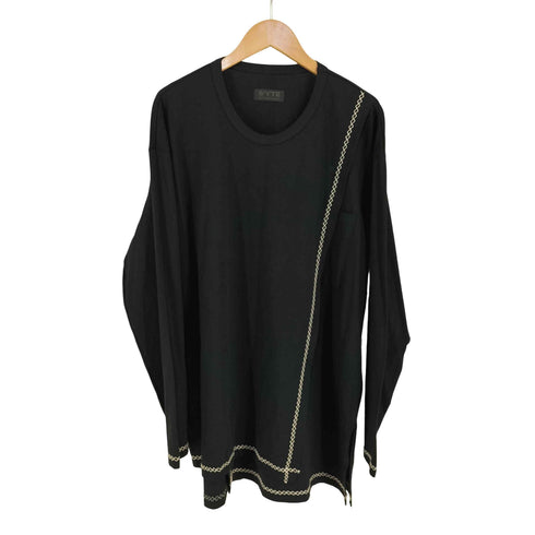 サイトバイヨウジヤマモト syte by Yohji Yamamoto 40/2 Cotton Jersey Crew Neck Half-Layered ColorLock Long Sleeve T-Shirt メンズ JPN:3