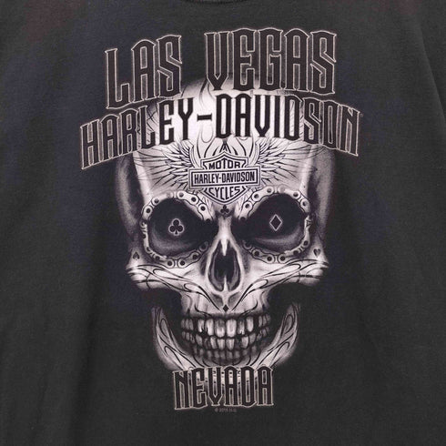 ハーレーダビッドソン HARLEY-DAVIDSON 両面プリント スカル フレイム 羽 ロングスリーブTシャツ ロンT メンズ import:XL