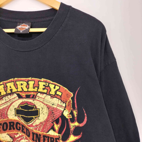 ハーレーダビッドソン HARLEY-DAVIDSON 00S 両面プリント FORGED IN FIRE フレイム ロングスリーブTシャツ ロンT メンズ 2X