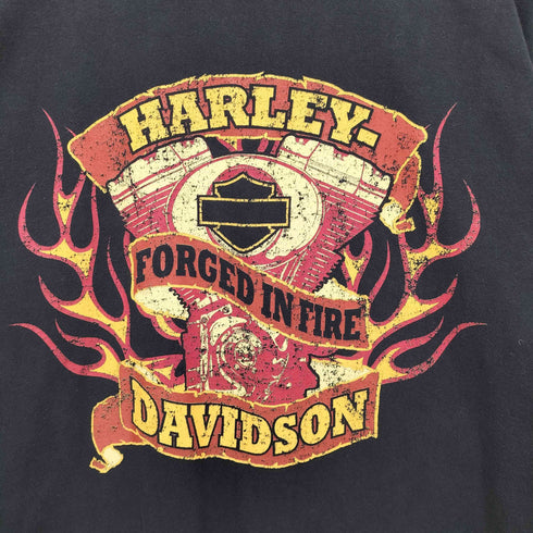 ハーレーダビッドソン HARLEY-DAVIDSON 00S 両面プリント FORGED IN FIRE フレイム ロングスリーブTシャツ ロンT メンズ 2X
