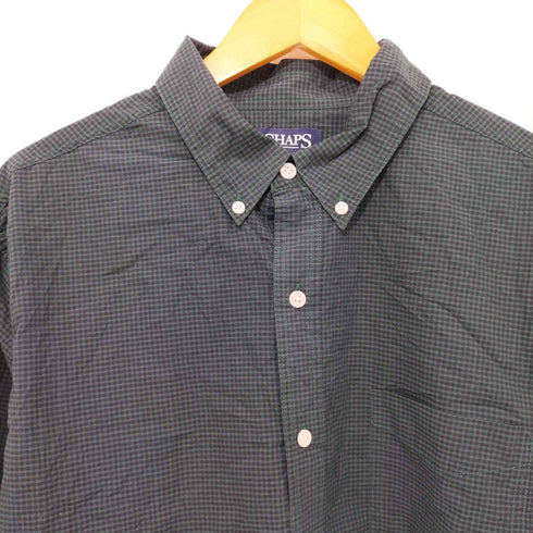 チャップス CHAPS 00S ロゴ刺繍 チェック コットンポリ ボタンダウンシャツ メンズ import:XL