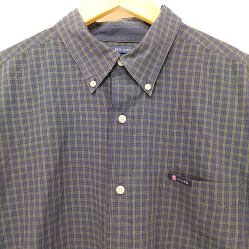 チャップス CHAPS 00S ロゴパッチ チェック コットンポリ ボタンダウンシャツ メンズ import:XL