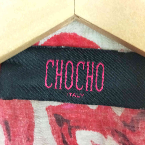 CHOCHO ITALY イタリア製 裾コード 総柄ハーフボタンシャツブラウス レディース