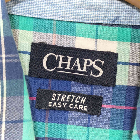 チャップス CHAPS 00S ロゴ刺繍 チェック コットンポリ ボタンダウンシャツ メンズ import:XL